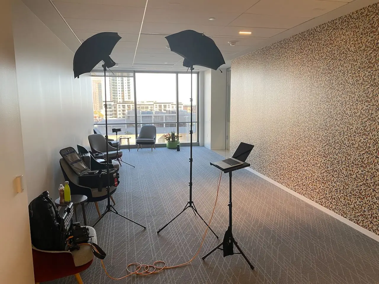 Portable corporate headshot studio set up onsite for a nationwide assignment